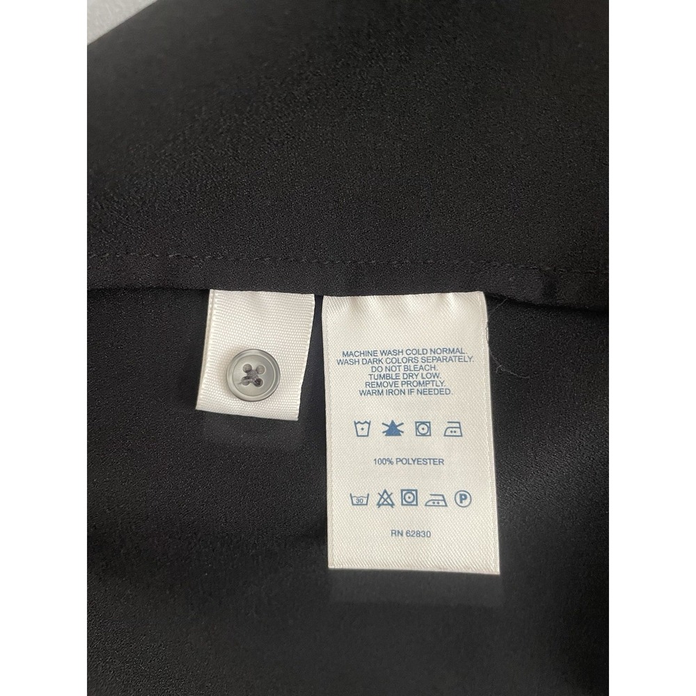 Lands End Women 3X Black Blouse‎ Split V Neck 3/4 Pullover Classic Minimal Poly - Picture 6 of 11